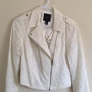 White lace moto jacket